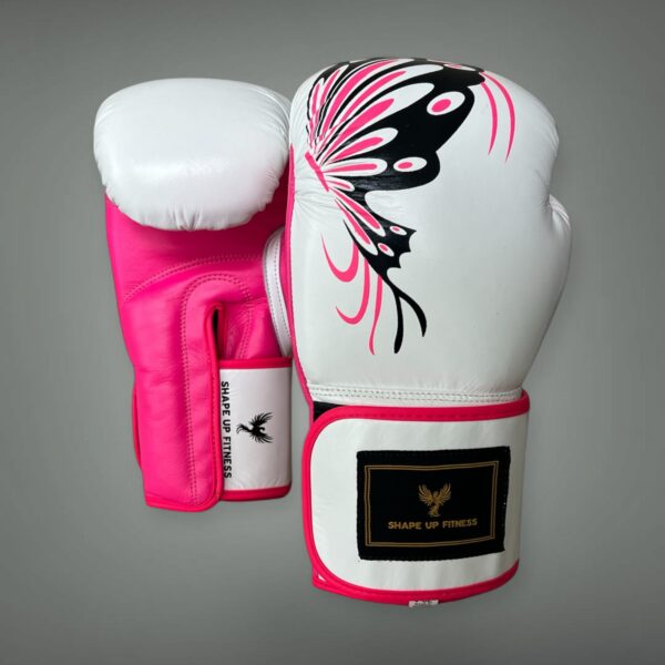 Butterfly Strike White – Premium Genuine Leather Boxing Gloves - Image 2