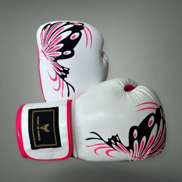 Butterfly Strike White – Premium Genuine Leather Boxing Gloves - Image 3
