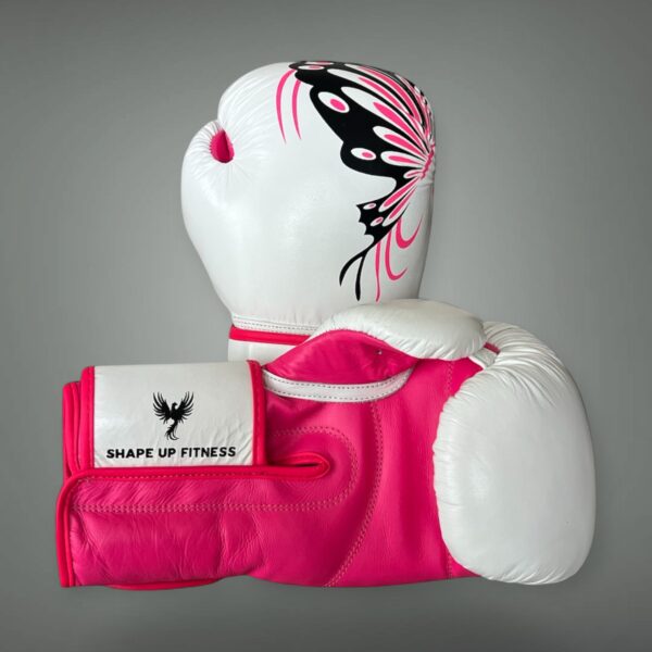 Butterfly Strike White – Premium Genuine Leather Boxing Gloves - Image 4